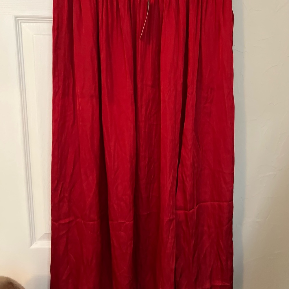 Red jcrew midi skirt